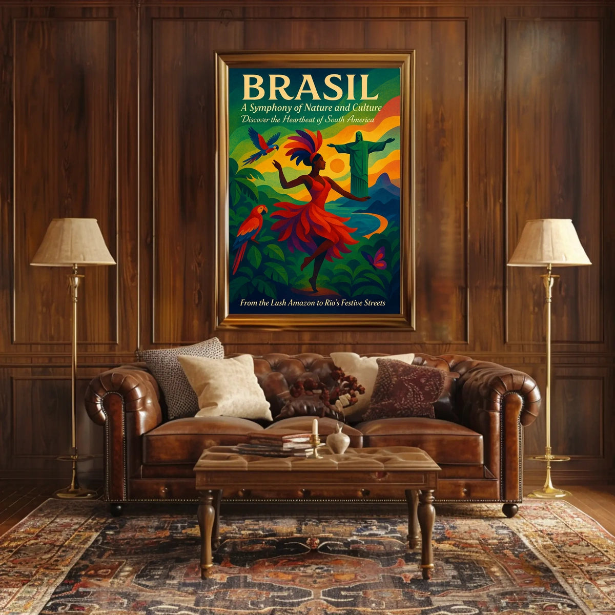 Brazil Culture and Nature Dance Parrots Christ The Redeemer Poster