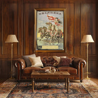 Gallant Rider with Flag Poster PosterGoat