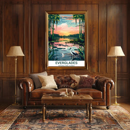 Everglades National Park Vintage Sunset Scenery Poster
