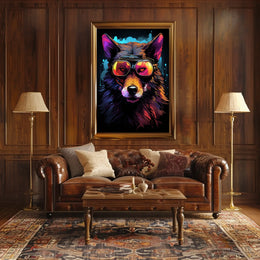 Wolf with Reflective Goggles: Futuristic Sci-Fi Poster