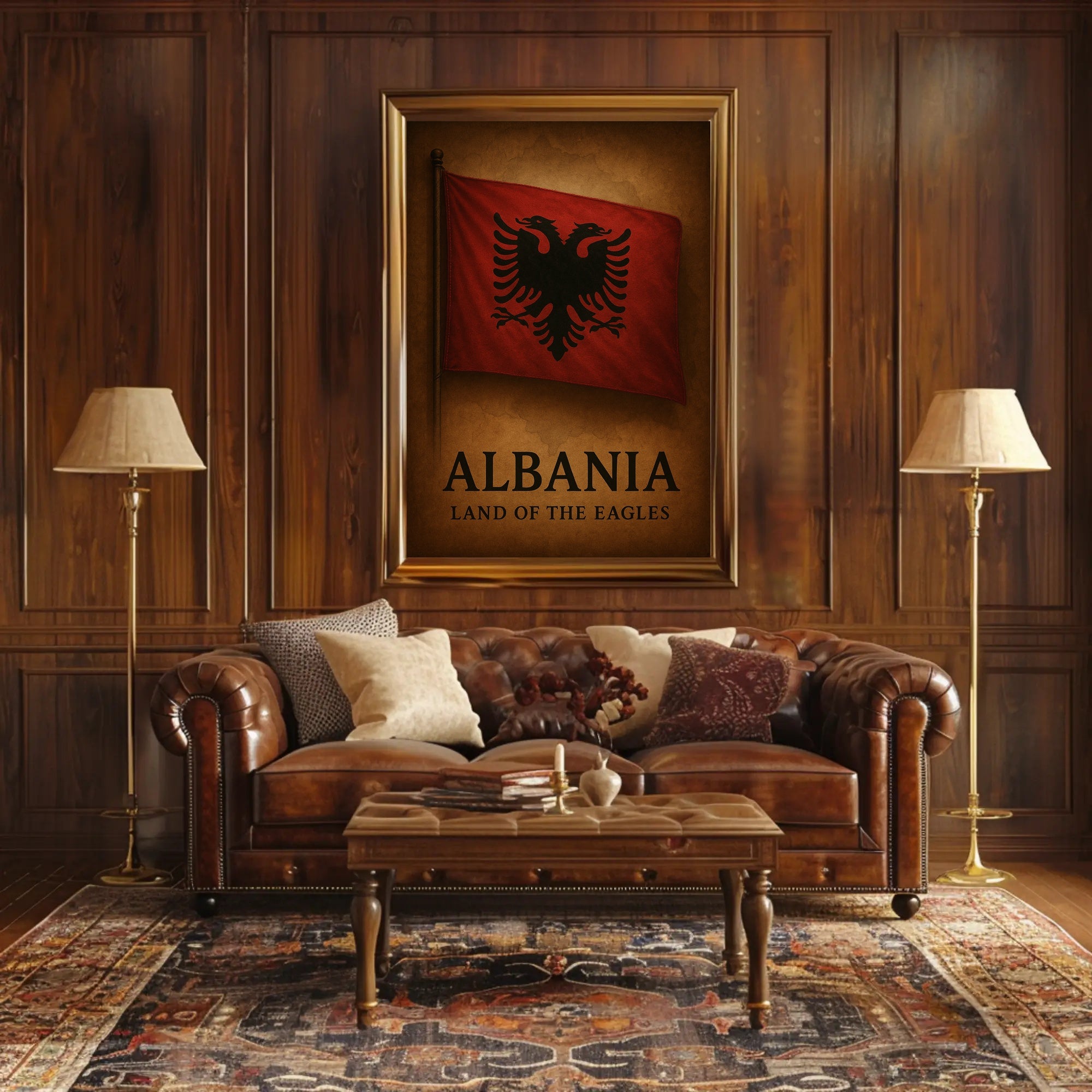 Albanian Flag Vintage Cultural Heritage Poster