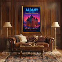 Albany Heritage Sunset City Skyline Poster Vintage Wall Art