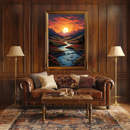 Sunset Over Serene Valley Poster