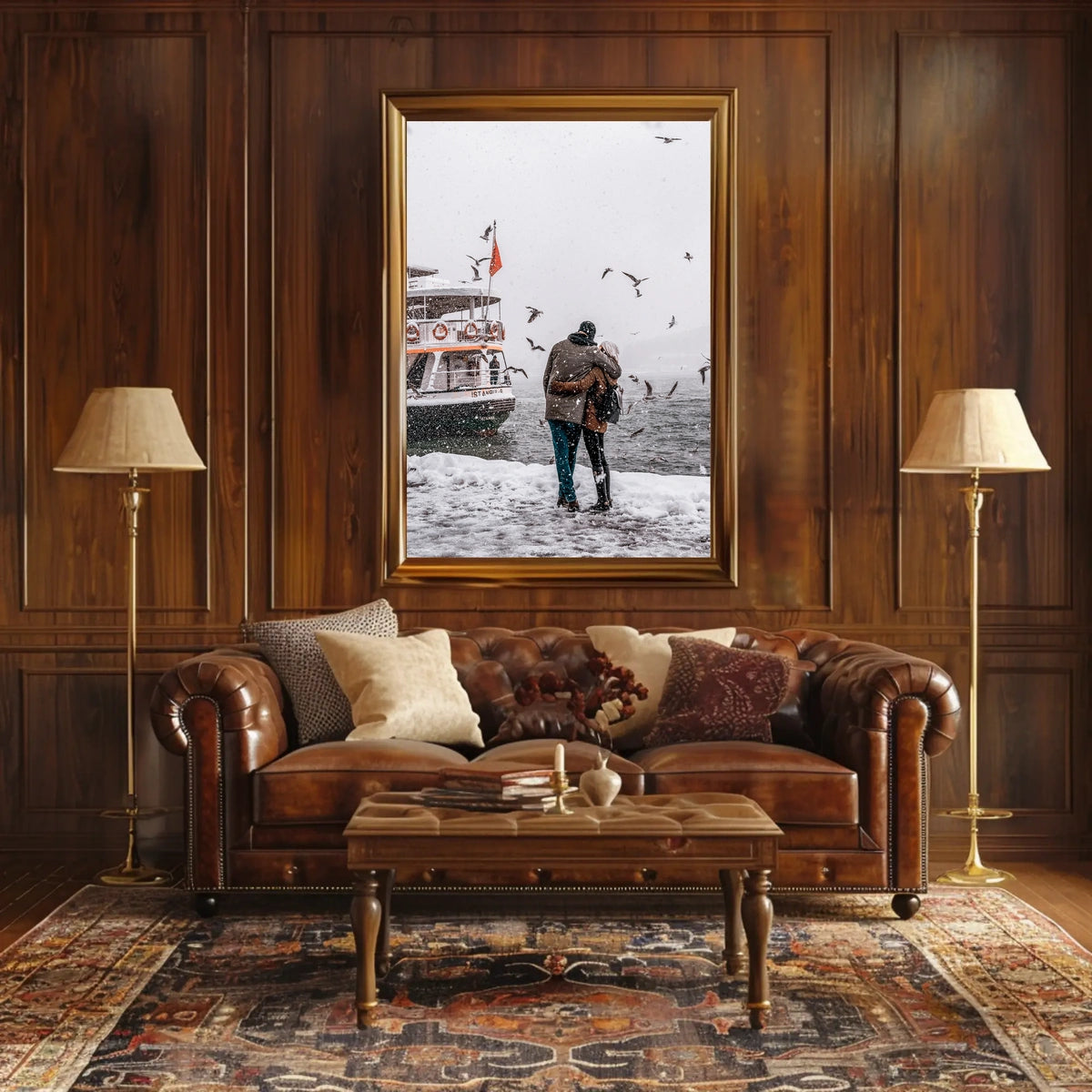 Winter Embrace By The Sea Poster