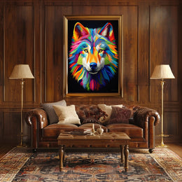 Vibrant Wolf Portrait Poster PosterGoat
