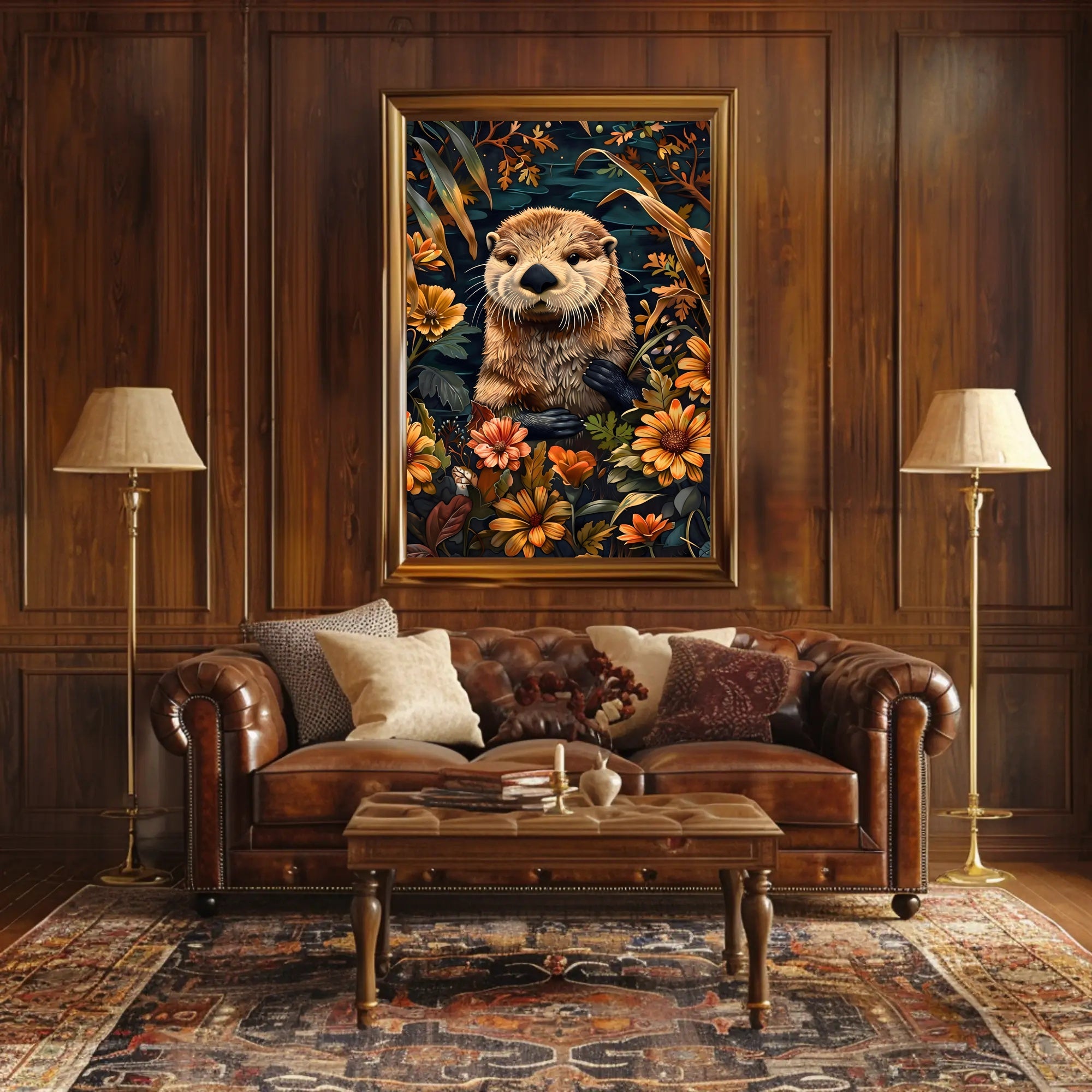Otter in Bloom Wall Art Print for Decor Lovers