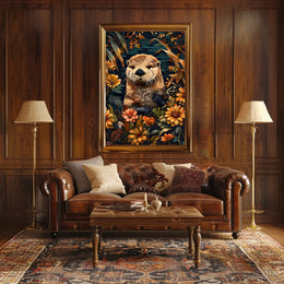 Otter in Bloom Wall Art Print for Decor Lovers