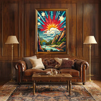 Idyllic Sunrise Vibrance: Artistic and Abstract Landscape Poster