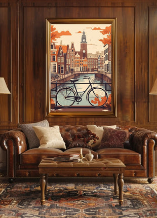 Amsterdam Canal Serene Autumn Travel Poster