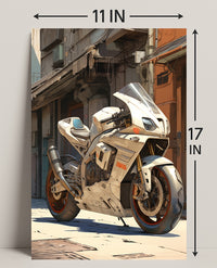 Futuristic Motorcycle In Urban Alley Poster PosterGoat