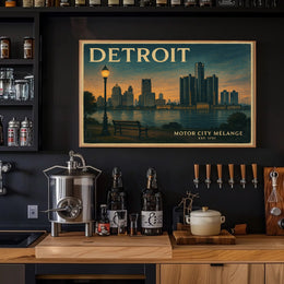 Detroit Historic Skyline Wall Art Print