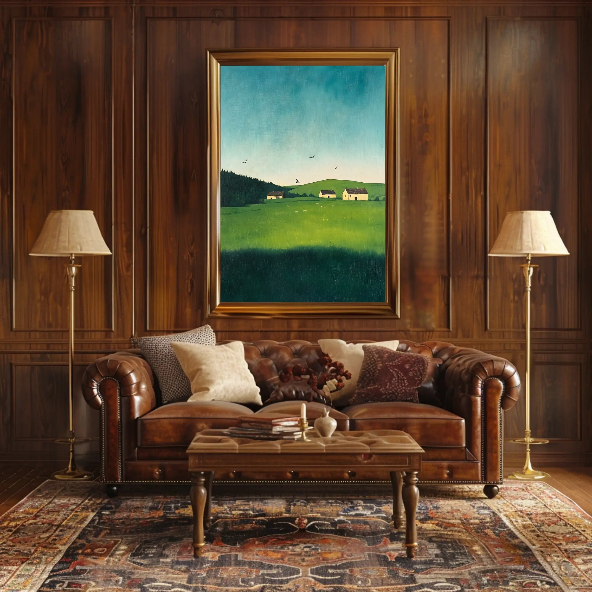 Serene Countryside Landscape Poster Minimalist Wall Art