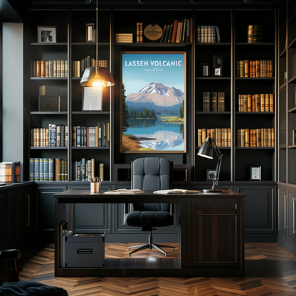 Lassen Volcanic National Park Mountain Lake Nature Travel Poster