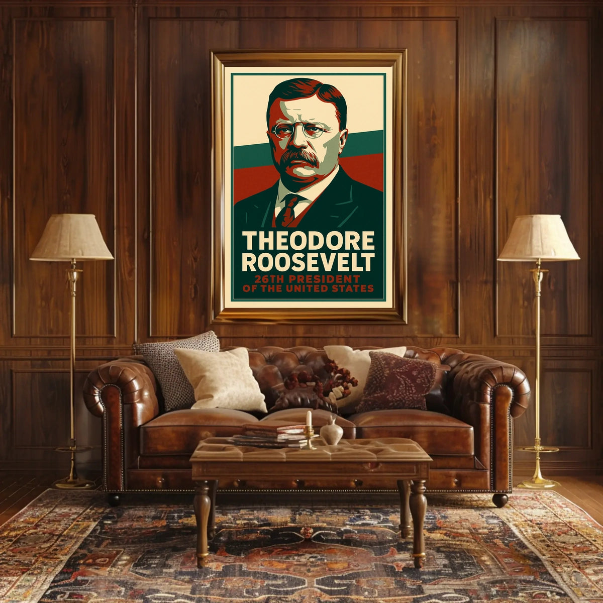 Theodore Roosevelt 26th President Heritage Typography Poster