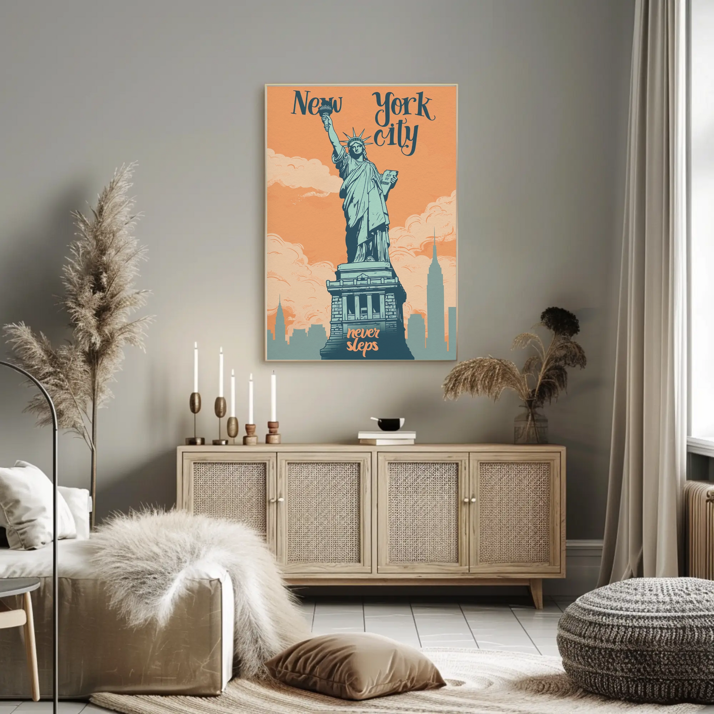 New York City Statue of Liberty Vintage Poster