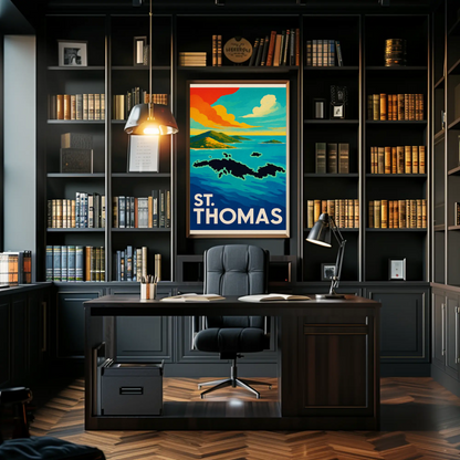 St Thomas Caribbean Island View Colorful Ocean Poster