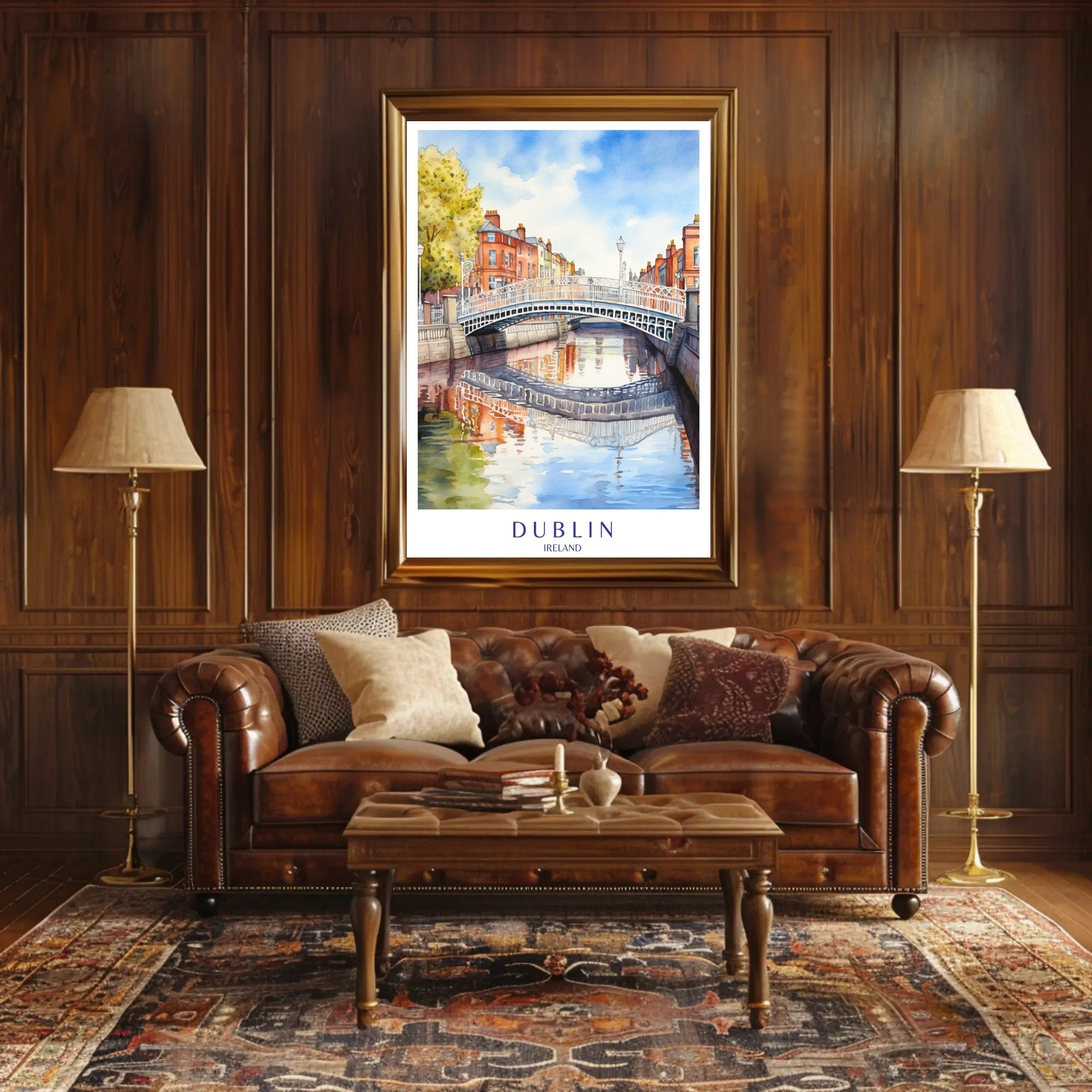 Dublin's Iconic Bridge Over River: Urban or Cityscape Poster PosterGoat