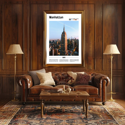 Manhattan Skyline Empire State Building Travel Poster