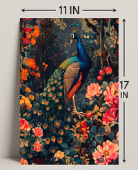 Vibrant Peacock In Bloom William Morris Art Poster