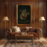 Winter Squirrel With Candy Cane Poster