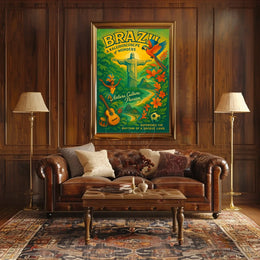 Brazil's Iconic Landmarks and Culture Travel Poster