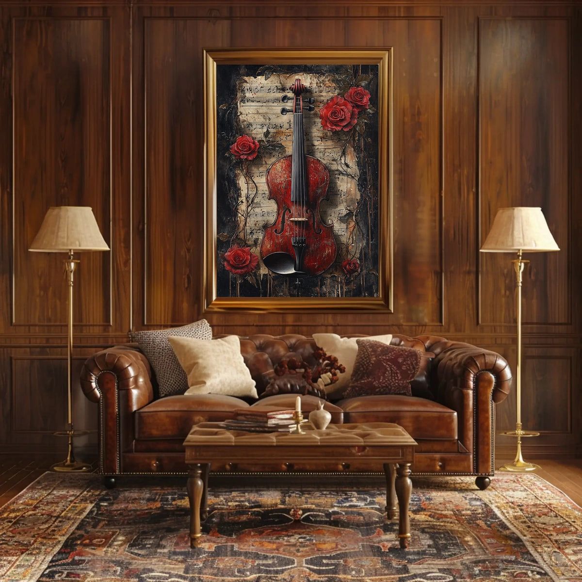 Vintage Violin with Roses Artistic Art Poster