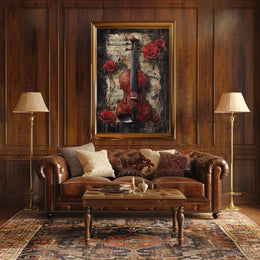 Vintage Violin with Roses Artistic Art Poster
