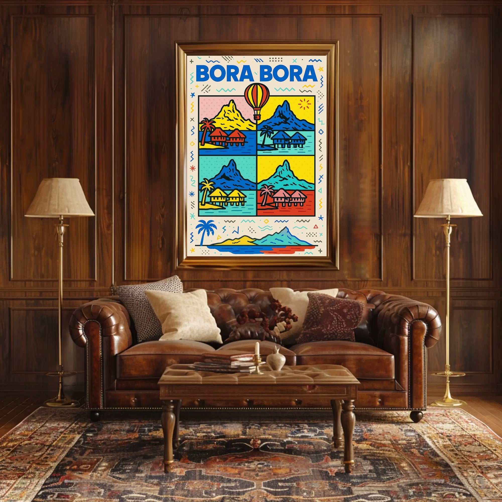 Tropical Bora Bora Pop Art Travel Poster PosterGoat