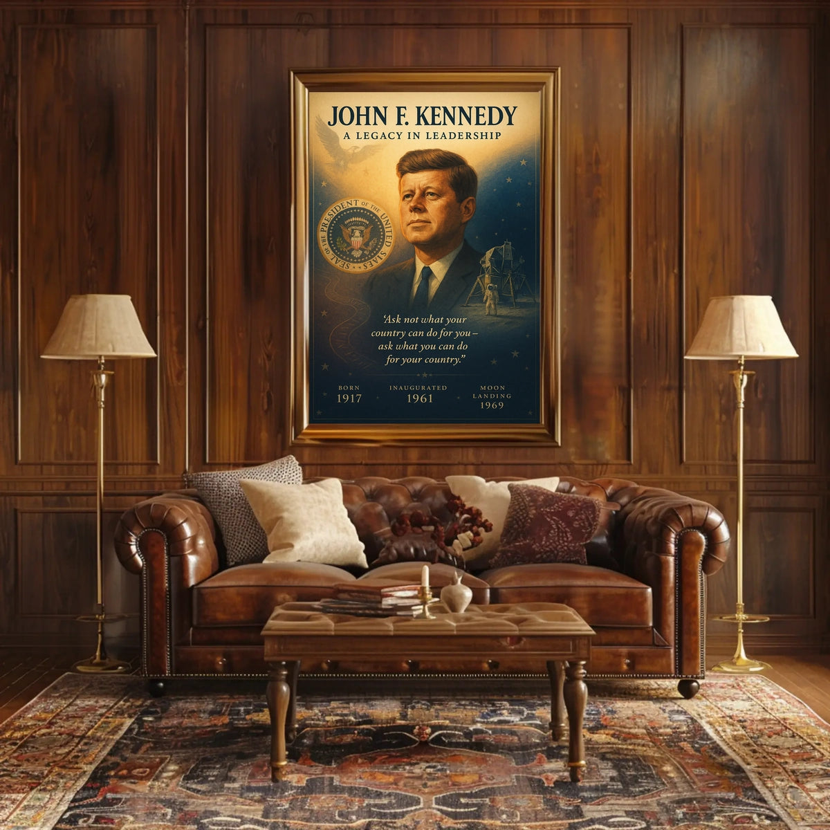 John F. Kennedy Leadership Legacy Vintage Poster