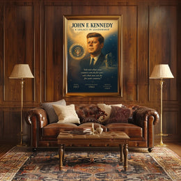 John F. Kennedy Leadership Legacy Vintage Poster