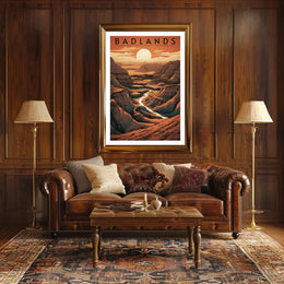 Badlands National Park Travel Poster Vintage Wall Art
