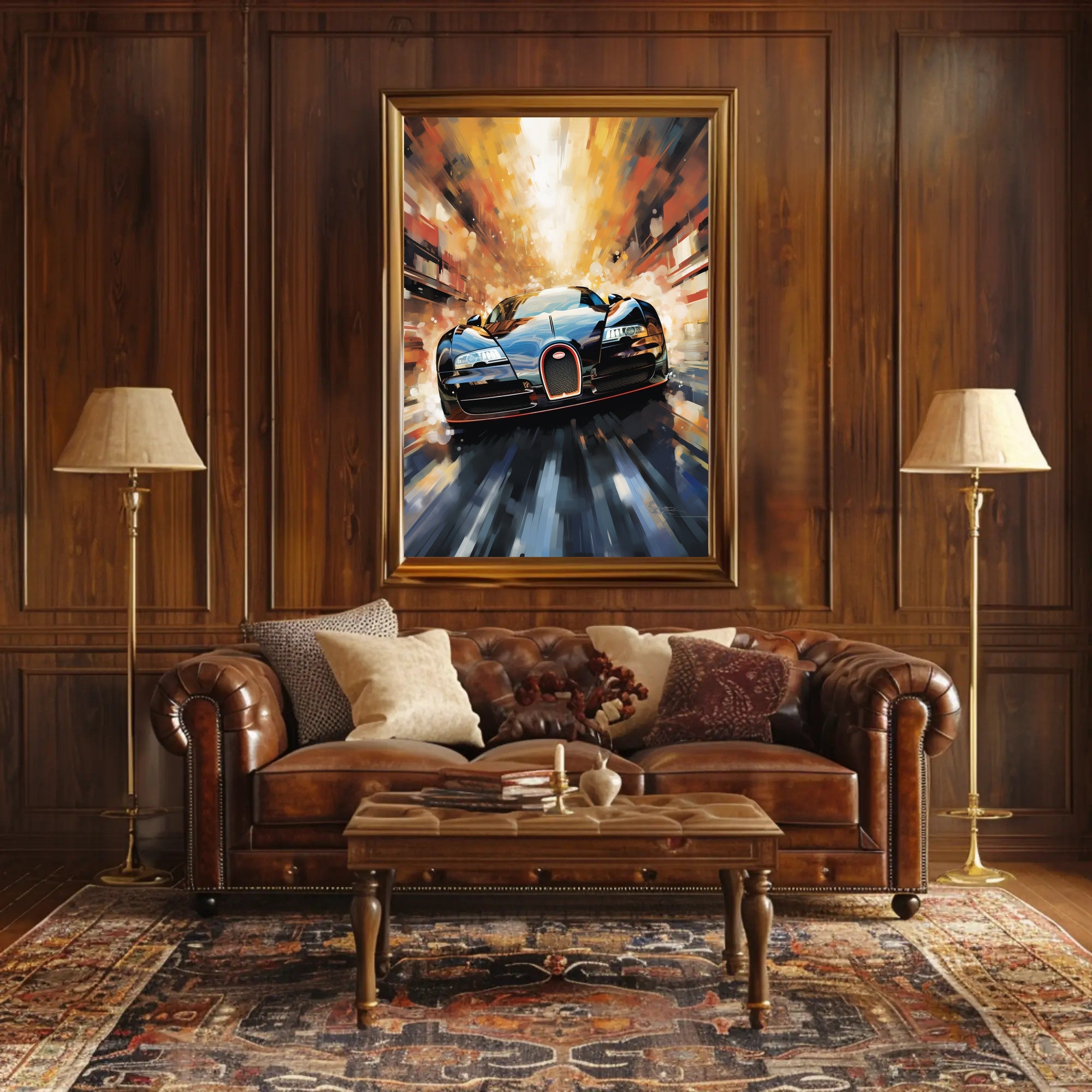 High-Speed Car in Urban Environment Futuristic Sci-Fi Poster