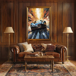 High-Speed Car in Urban Environment Futuristic Sci-Fi Poster