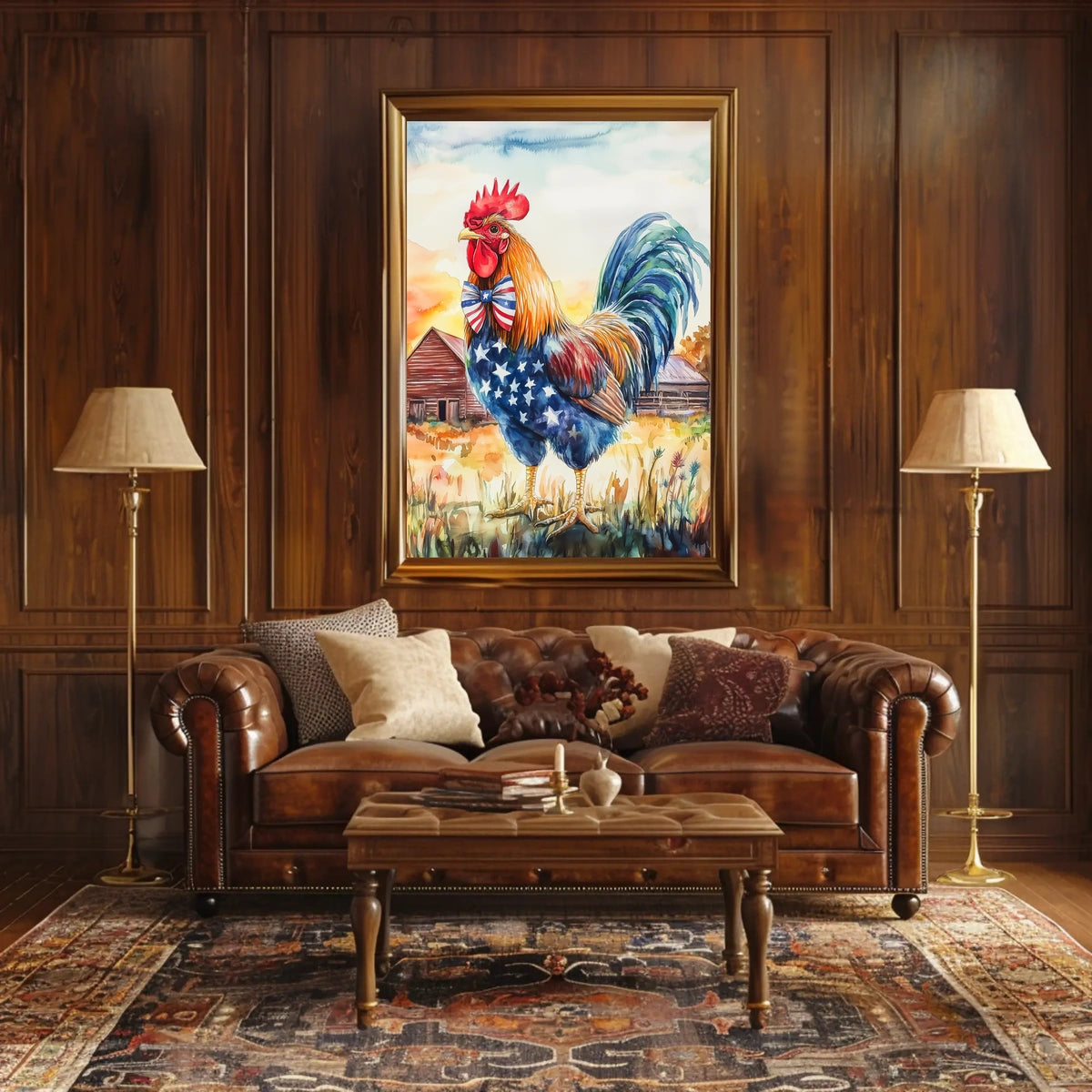 rooster crowing proudly at sunrise Poster