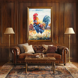 rooster crowing proudly at sunrise Poster