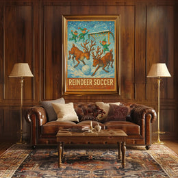 Whimsical Reindeer Soccer Festive Holiday Poster