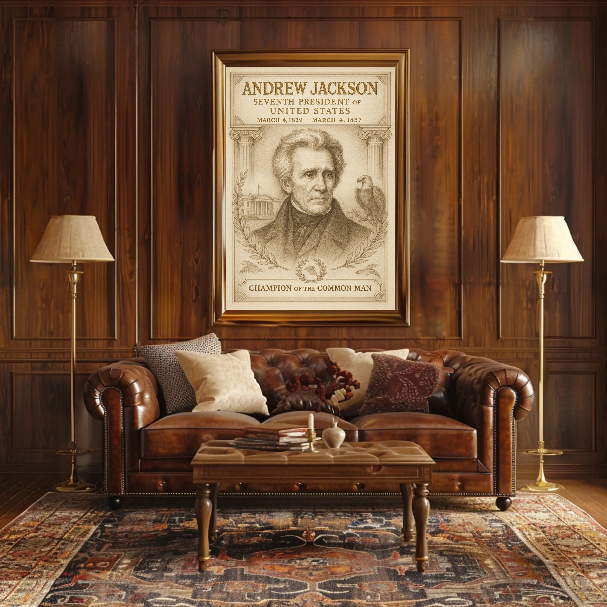 Andrew Jackson 7th President Sketch Poster Art Print Decor PosterGoat