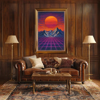 Retro-Futuristic Sunset Vaporwave Futuristic Sci-Fi Poster