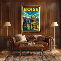 Boise, Idaho Vibrant Cityscape Poster