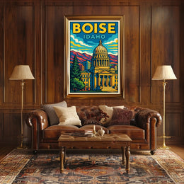 Boise, Idaho Vibrant Cityscape Poster