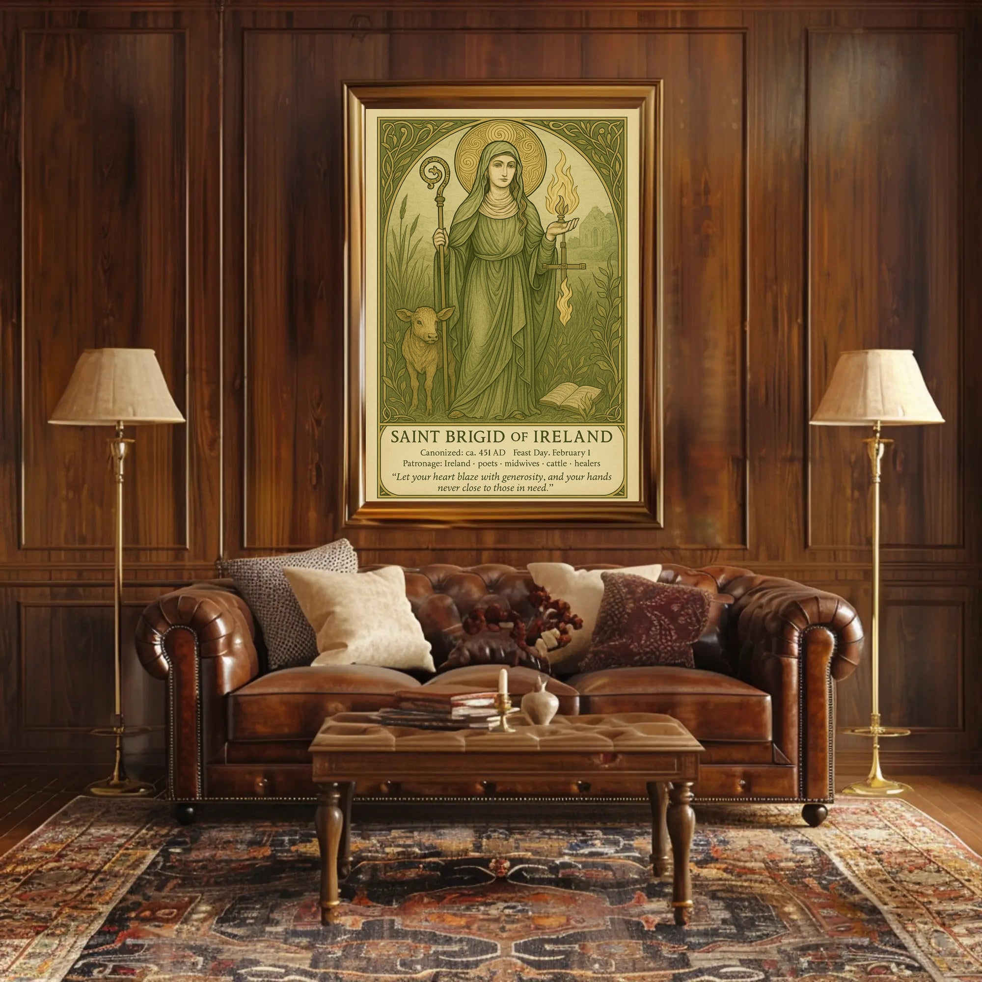 Saint Brigid of Ireland Vintage Cultural or Heritage Poster
