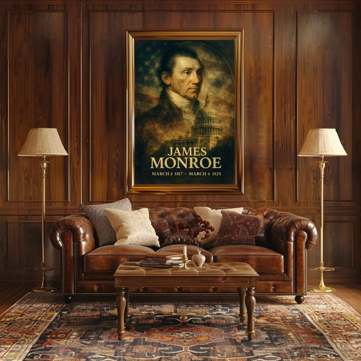 James Monroe 5th President of the United States Double Exposure Poster