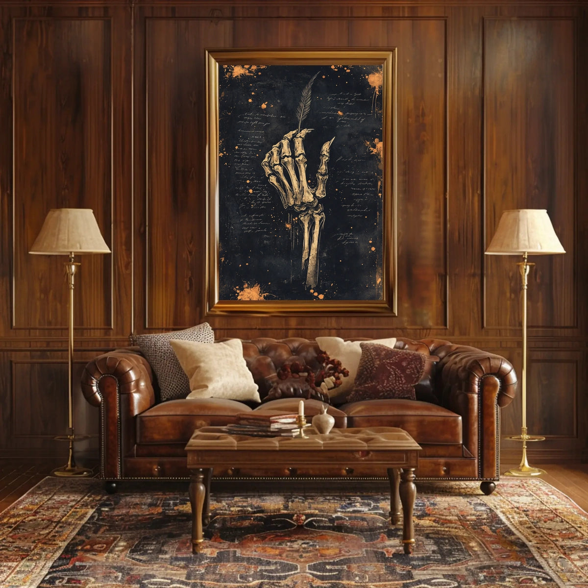 Skeleton Hand with Quill Art Artistic or Pop Culture Poster