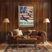 American Fighter Planes WWII Era Aviation Poster