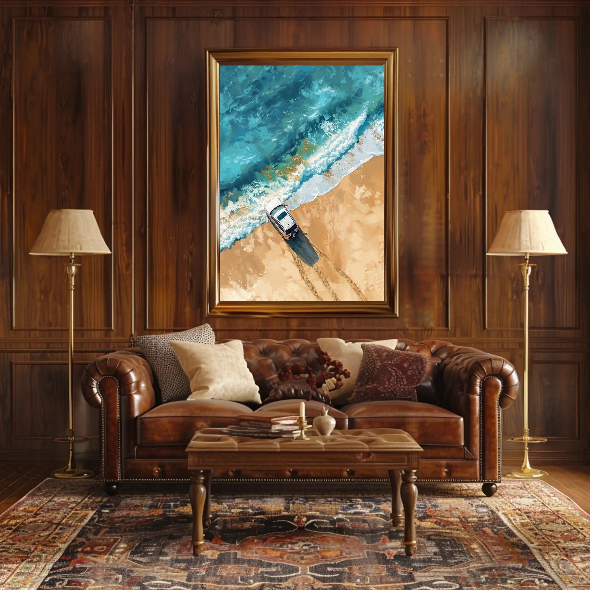 Stormy Cliffside Reflection: Photorealistic Fantasy Poster PosterGoat