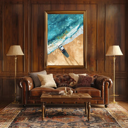 Stormy Cliffside Reflection: Photorealistic Fantasy Poster PosterGoat