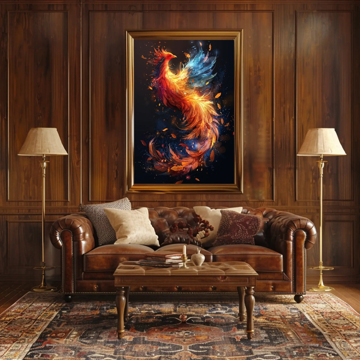 Majestic Phoenix in Flight: Mystical Art Poster