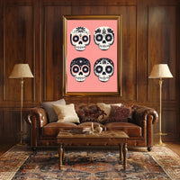 Day of the Dead Sugar Skulls Vibrant Floral Poster