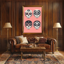 Day of the Dead Sugar Skulls Vibrant Floral Poster
