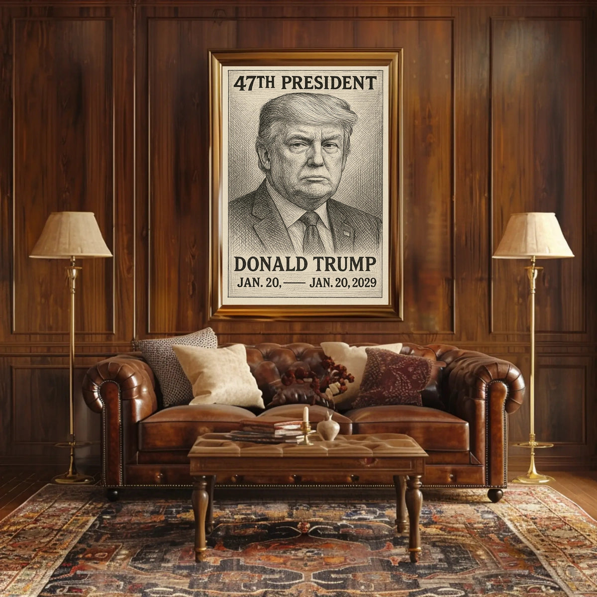 Donald Trump Enduring Leadership Engraved Portrait Poster